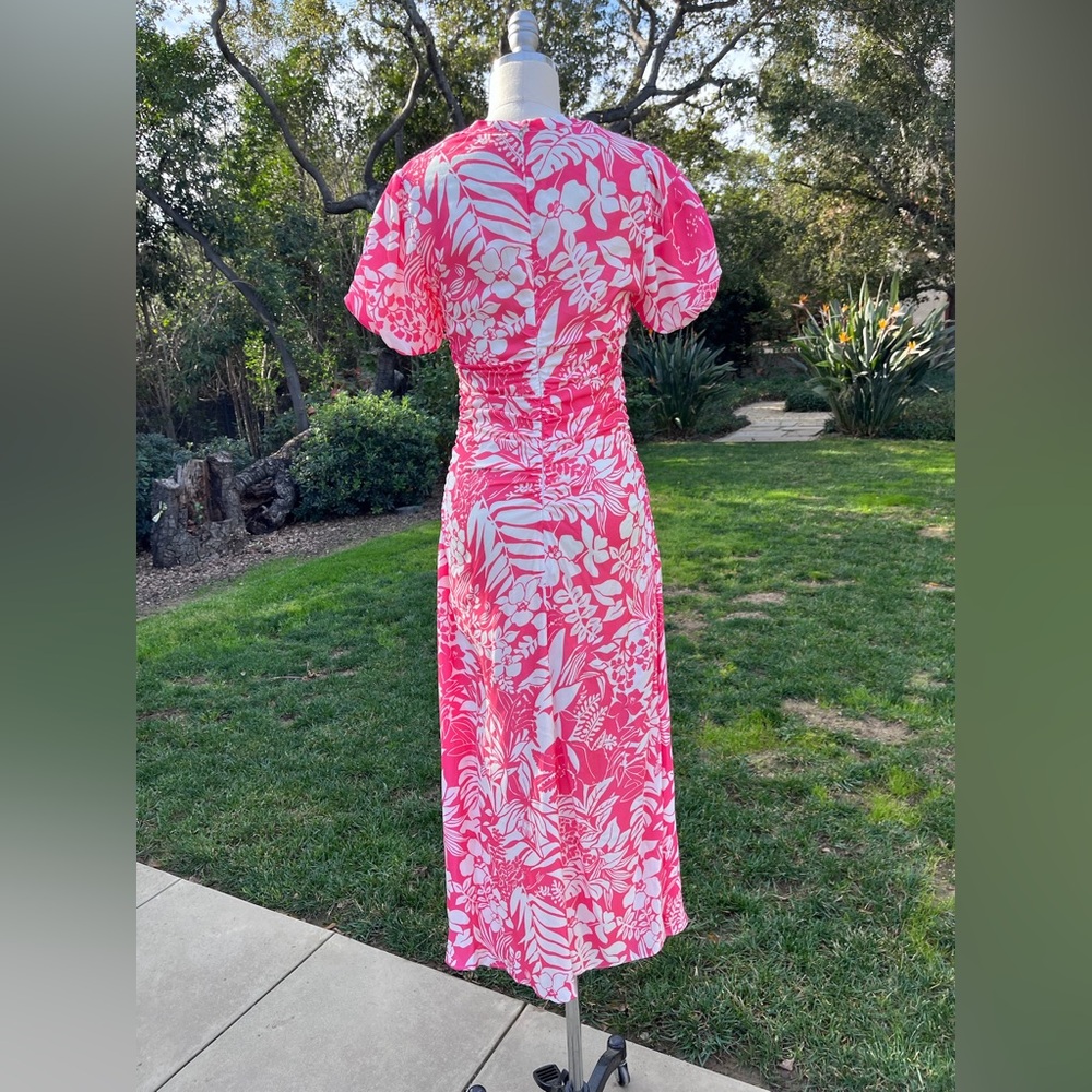 J. McLaughlin "Fernanda" ruched and printed midi dress - size 0 - Picture 4 of 4